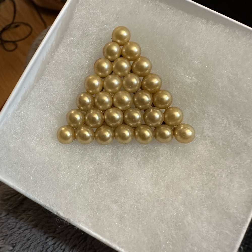 Vintage Gold Tone Triangle Brooch Geometric Beaded Statement Pin